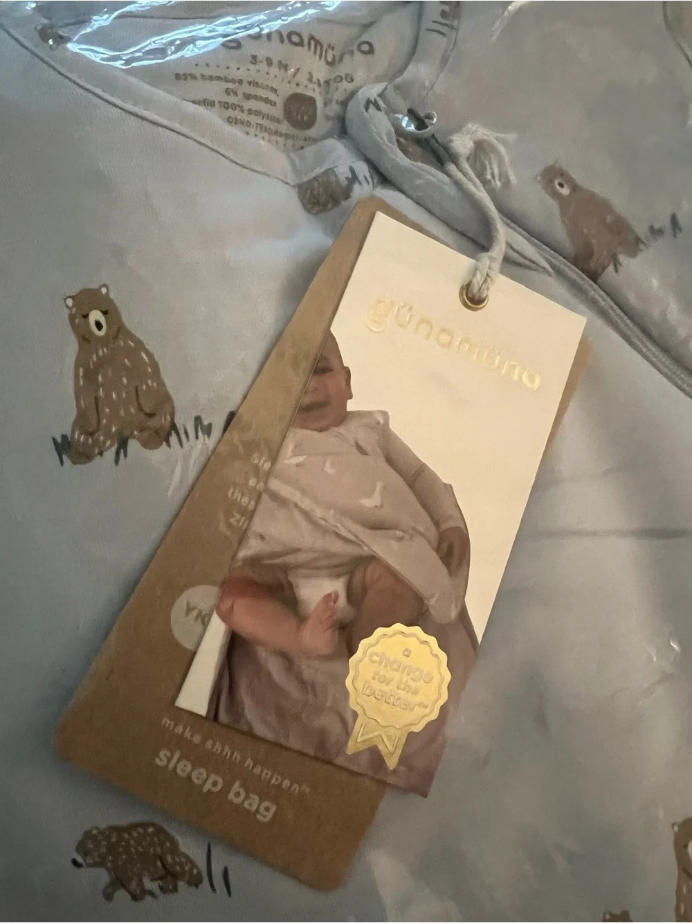 BNWT GUNAMUNA Sleep sack baby boy, Teddy bears, sleeveless, 3-9 mos, Retail: $75